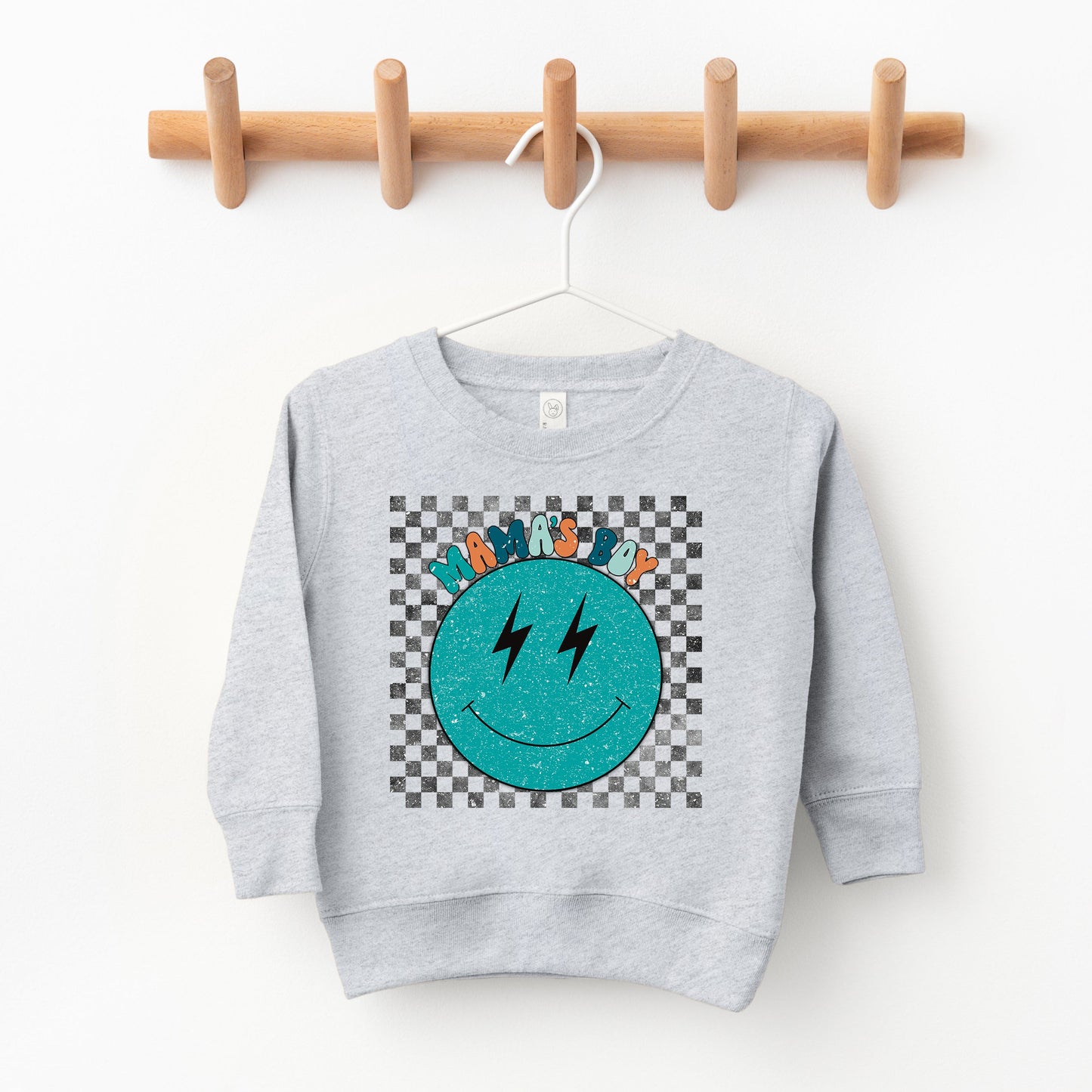 Mama's Boy Checkered Smiley Face | Toddler Sweatshirt