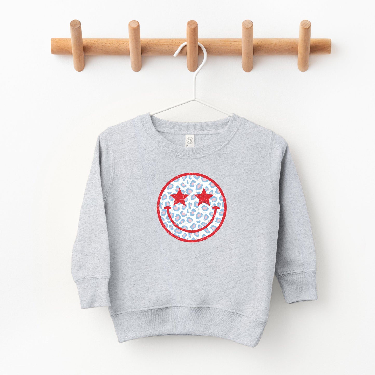 Leopard Patriotic Smiley Face | Toddler Sweatshirt