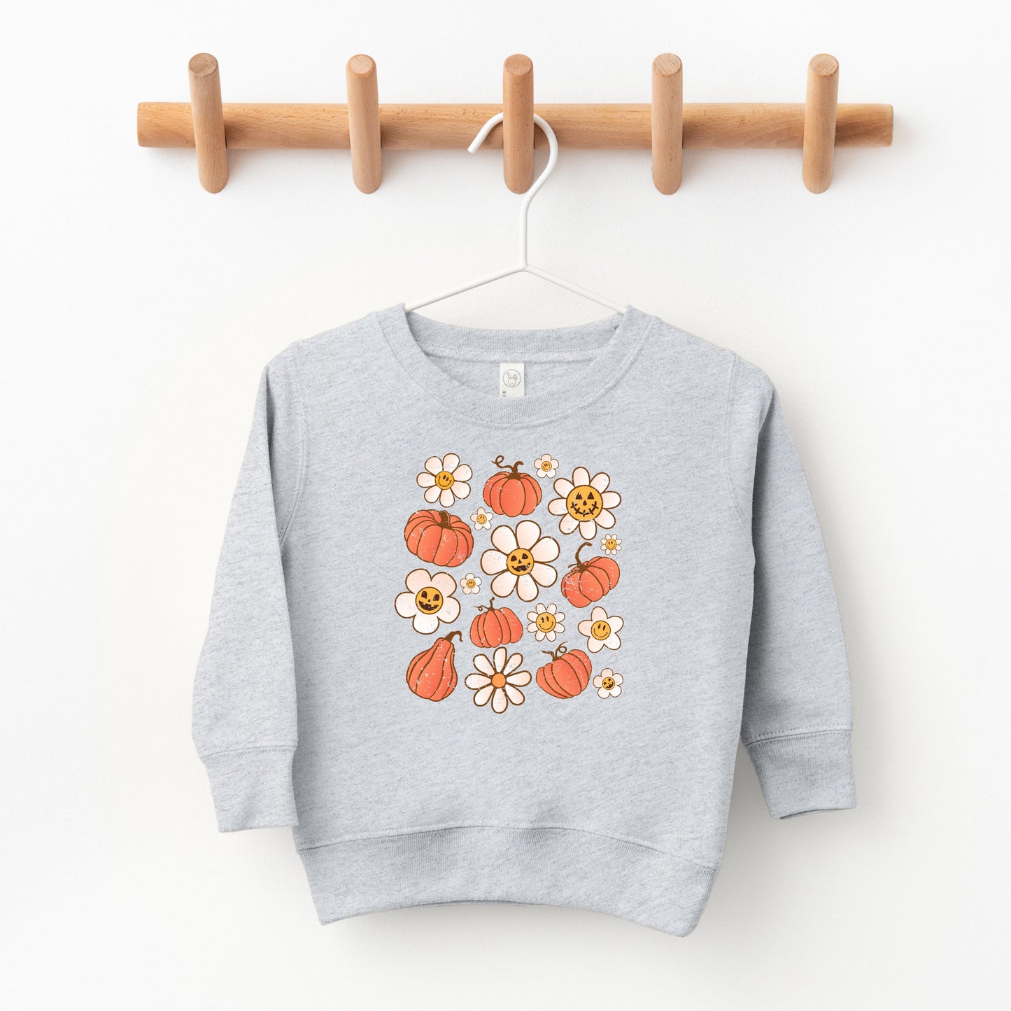 Distressed Flowers And Pumpkins | Toddler Sweatshirt