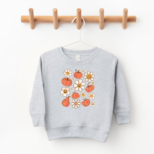 Distressed Flowers And Pumpkins | Toddler Sweatshirt