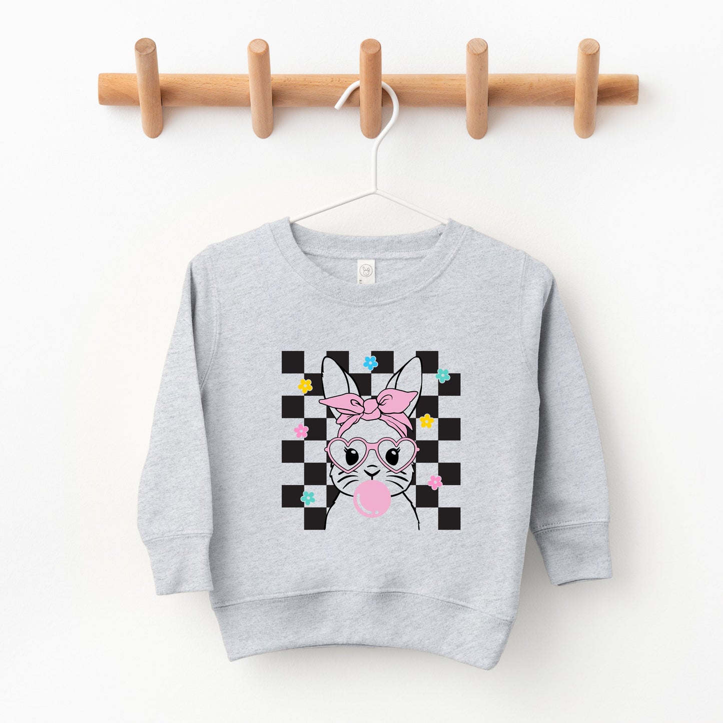 Checkered Groovy Bunny | Toddler Sweatshirt