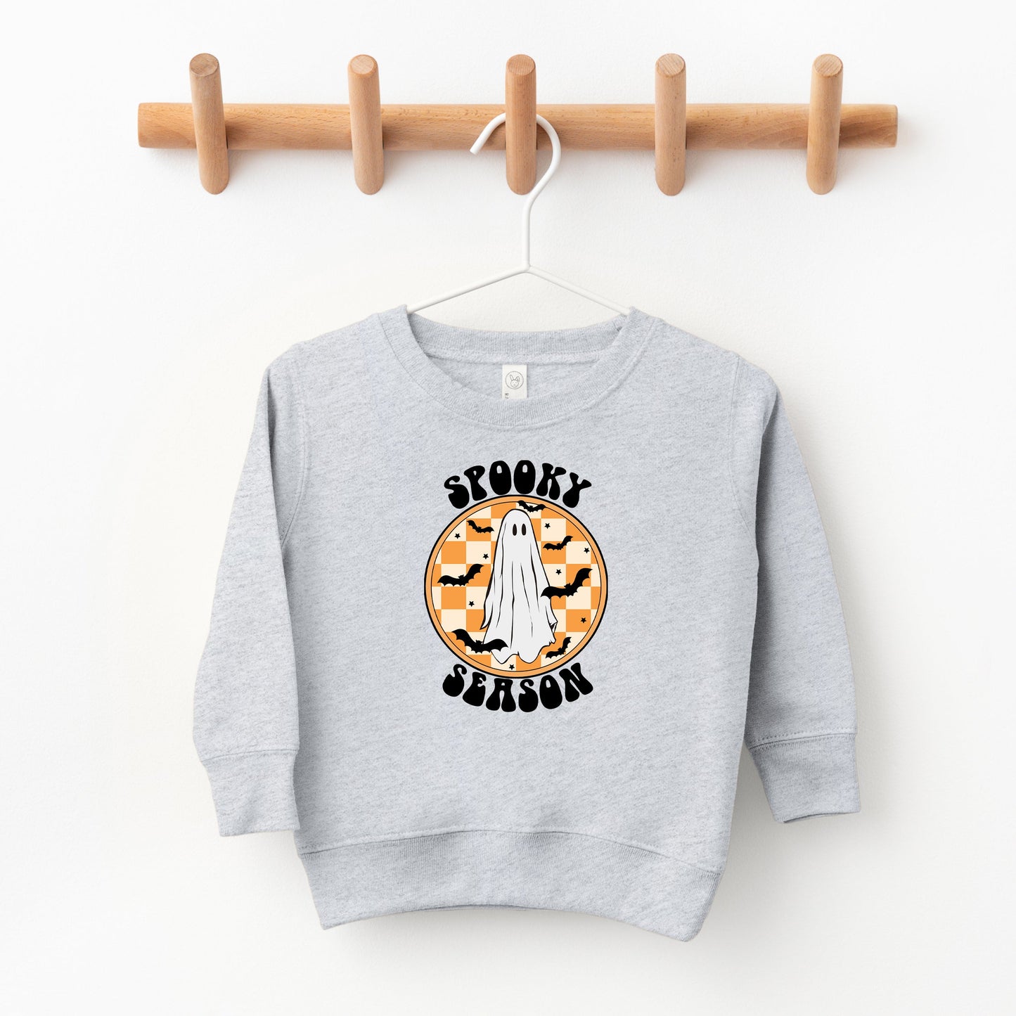 Spooky Season Checkered Ghost | Toddler Sweatshirt