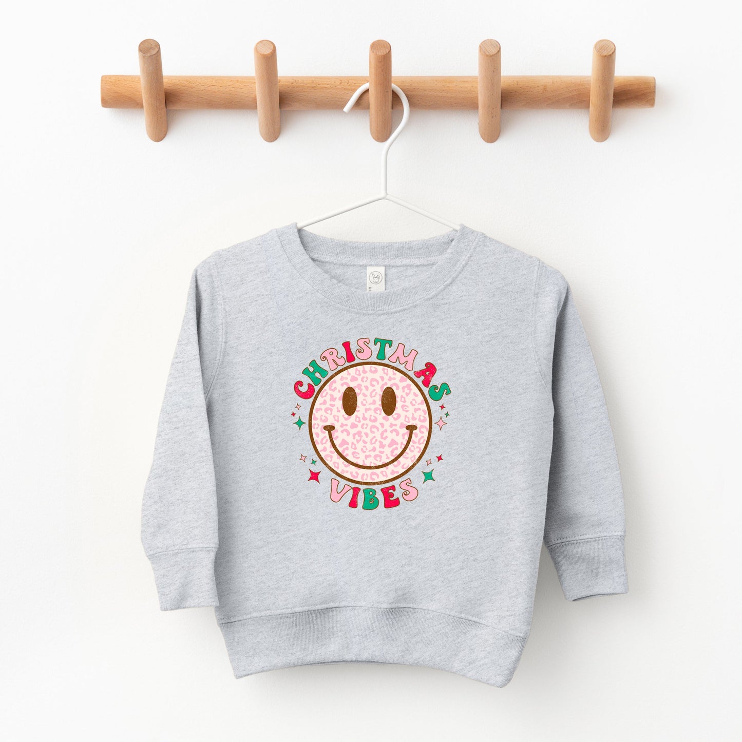 Retro Smiley Face Christmas Vibes | Toddler Sweatshirt