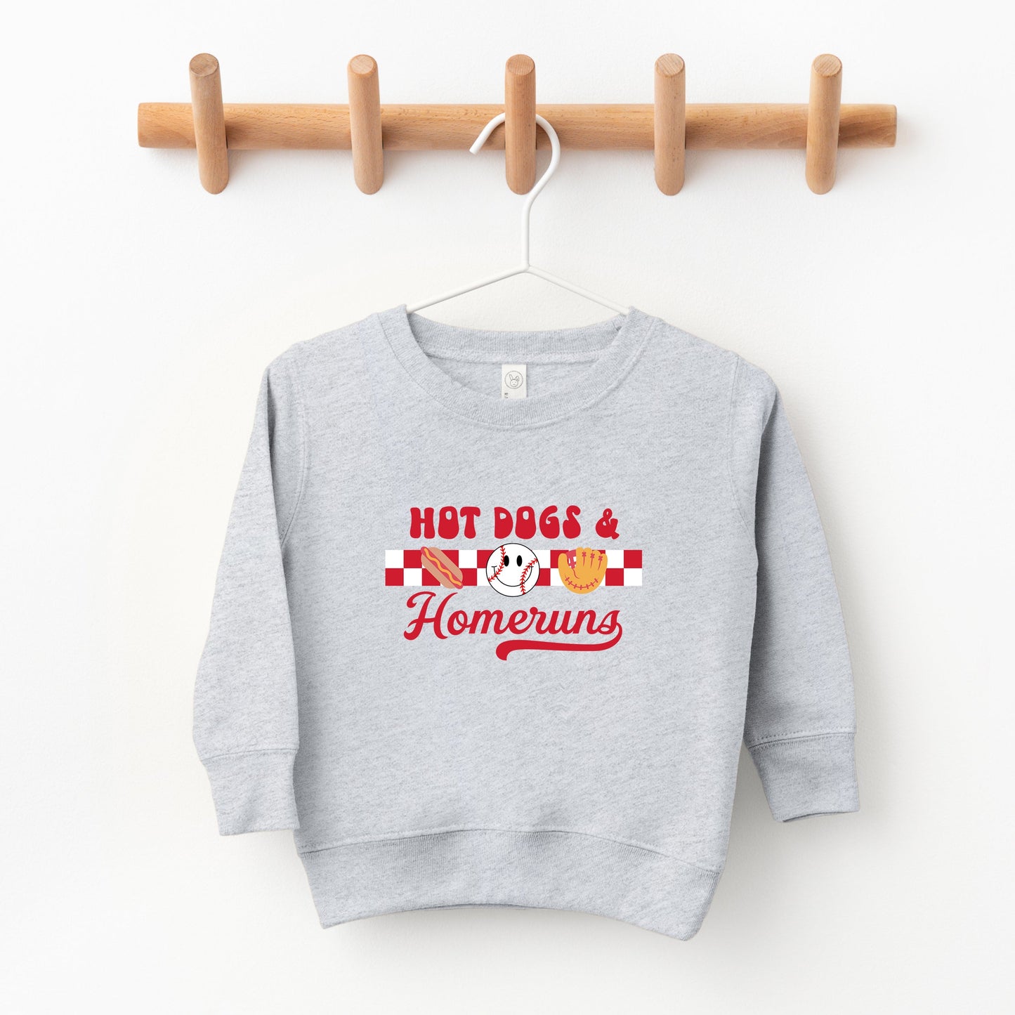 Hot Dogs and Home Runs Smiley Face | Toddler Sweatshirt