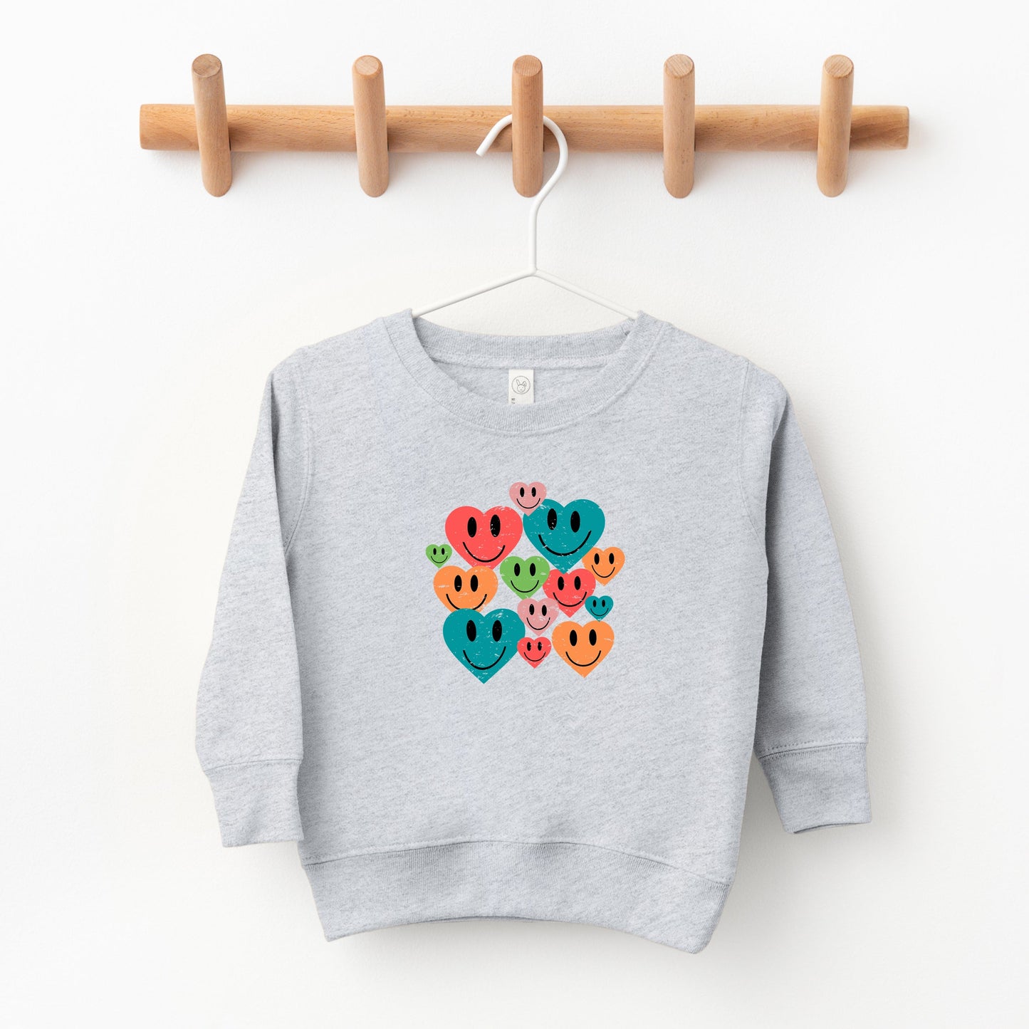 Distressed Smiley Hearts | Toddler Sweatshirt