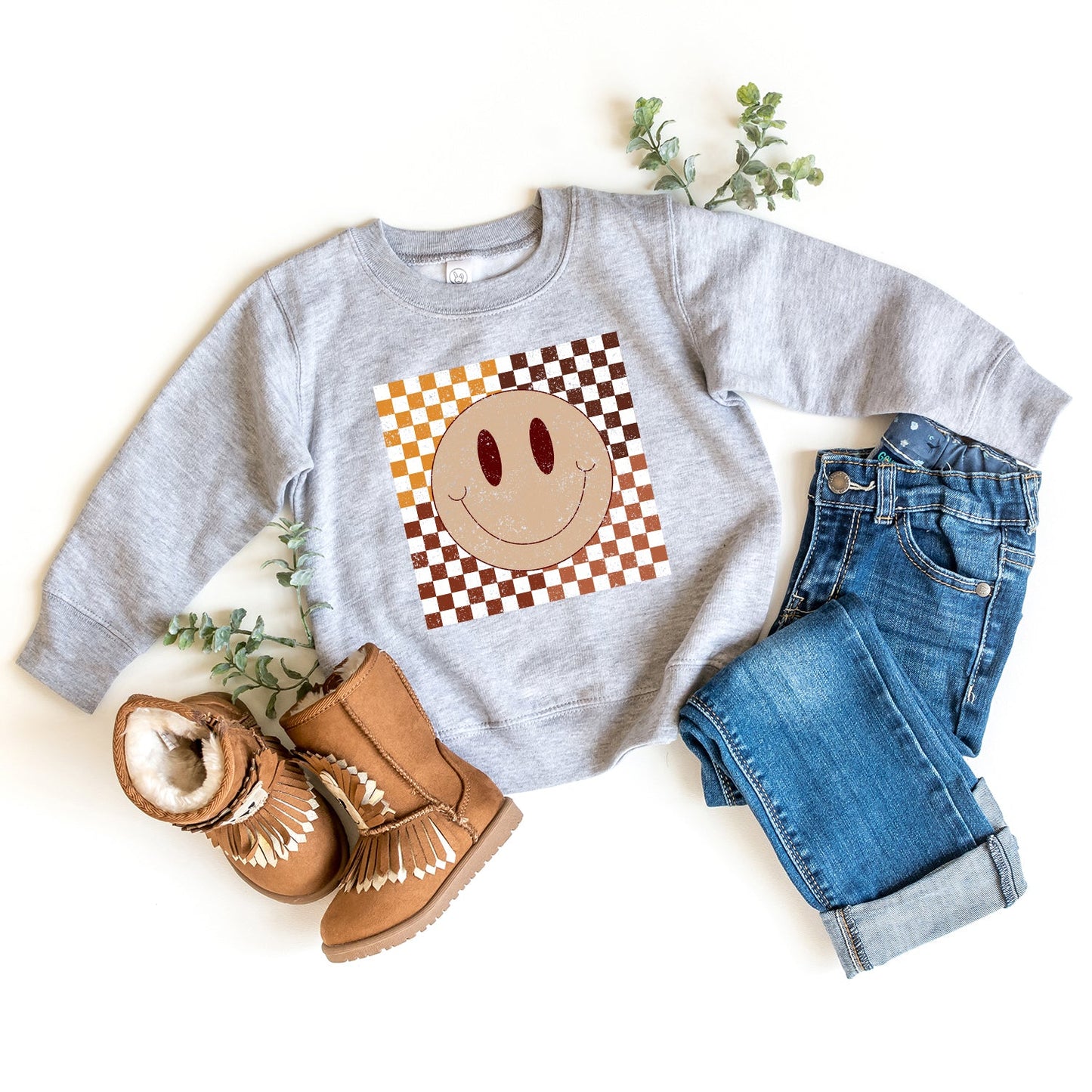 Fall Checkered Smiley | Toddler Sweatshirt