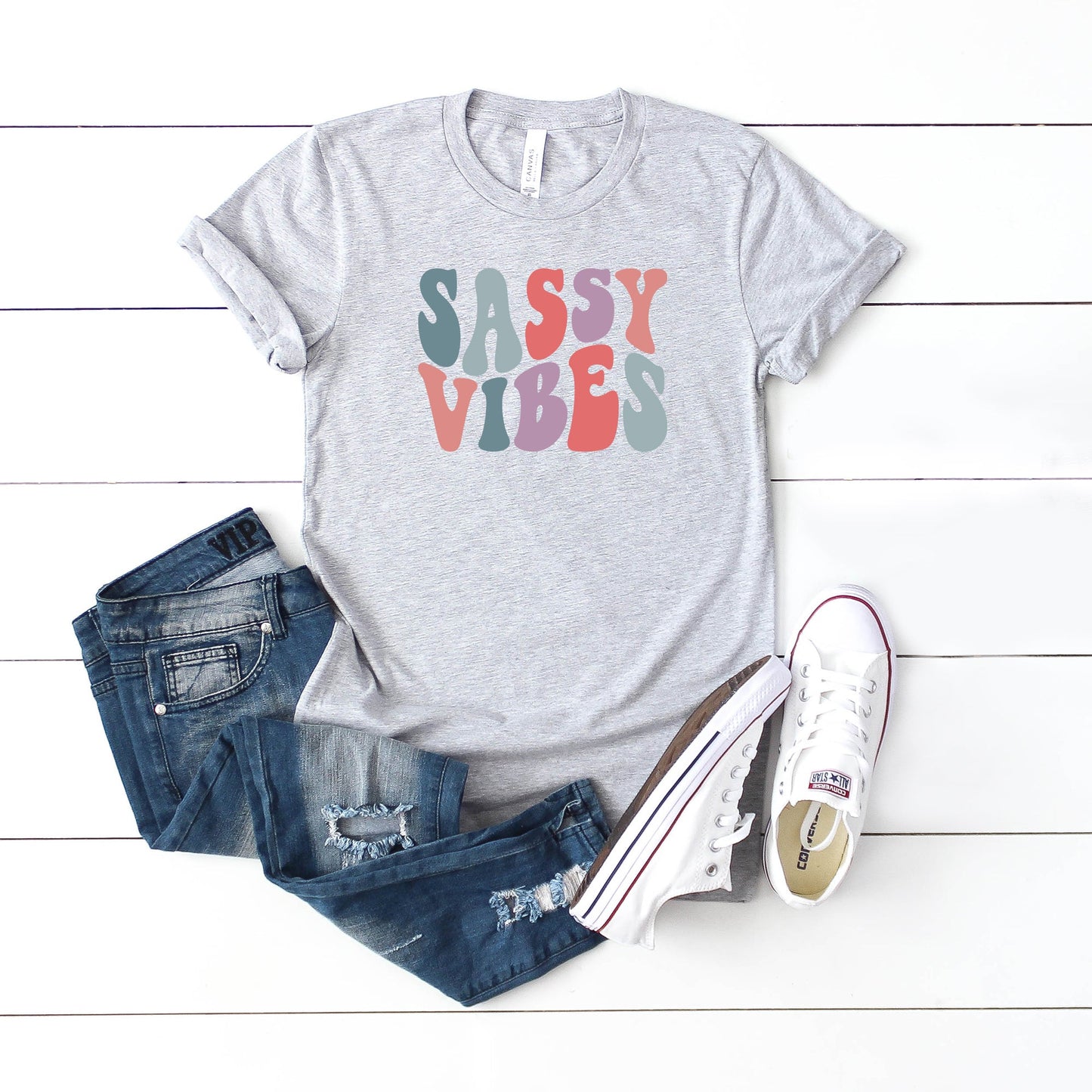 Sassy Vibes Wavy | Youth Short Sleeve Crew Neck