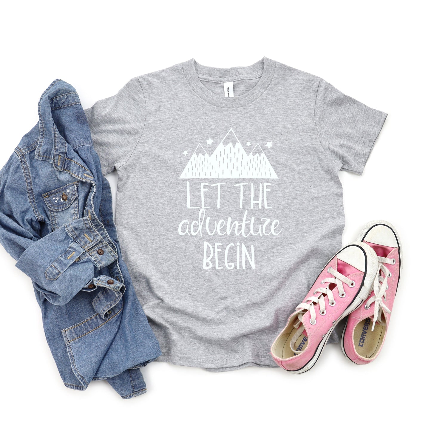 Let The Adventure Begin Mountains | Youth Short Sleeve Crew Neck