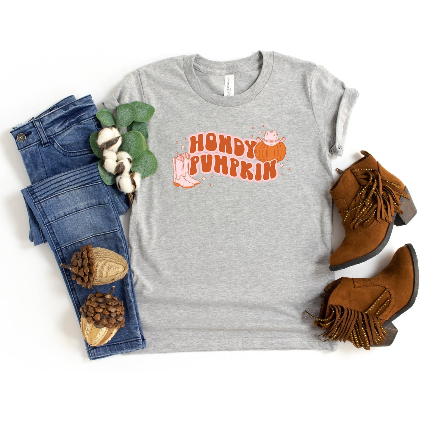 Howdy Pumpkin Boots | Youth Short Sleeve Crew Neck