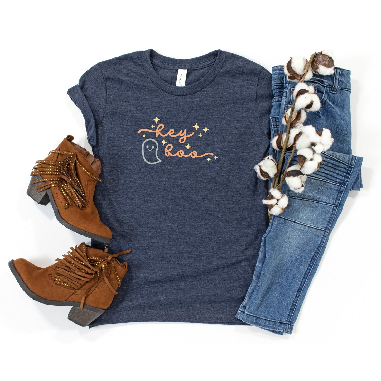 Hey Boo Ghost Kids | Youth Short Sleeve Crew Neck