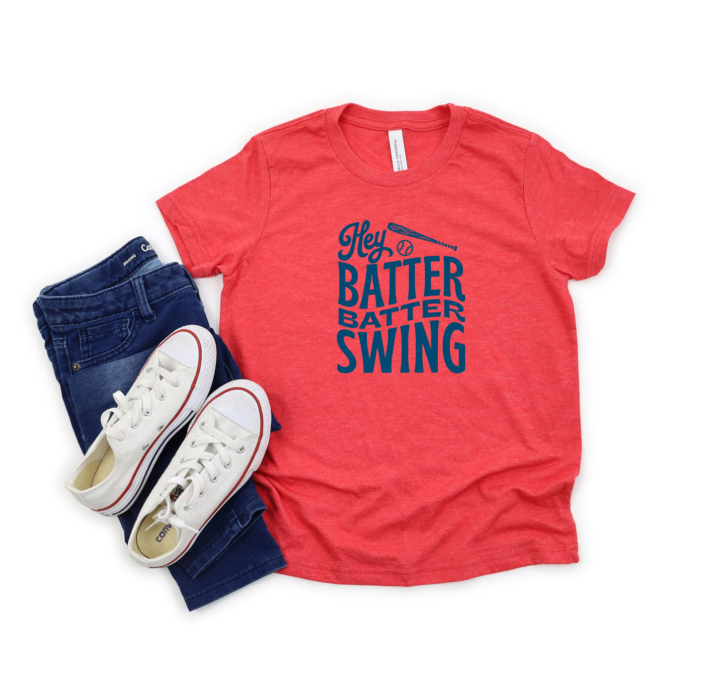 Hey Batter Batter Wavy | Youth Short Sleeve Crew Neck