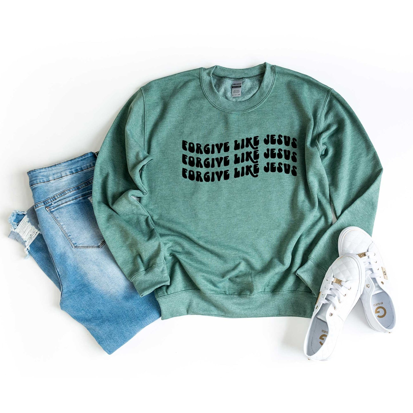 Forgive Like Jesus Stacked Wavy | Sweatshirt