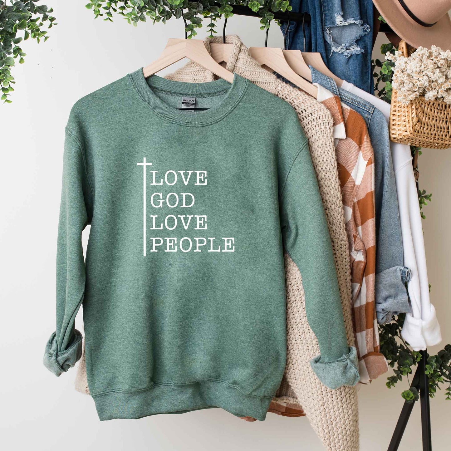 Love God Love People Cross | Sweatshirt
