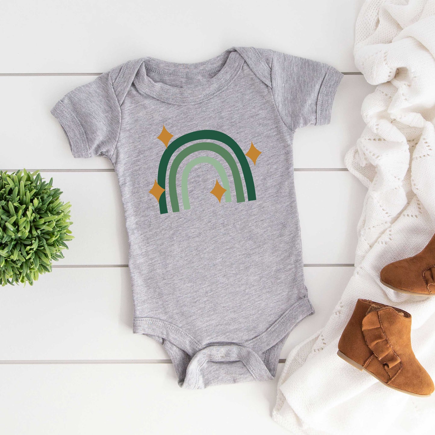 Lucky Rainbow Stars | Baby Graphic Short Sleeve Onesie
