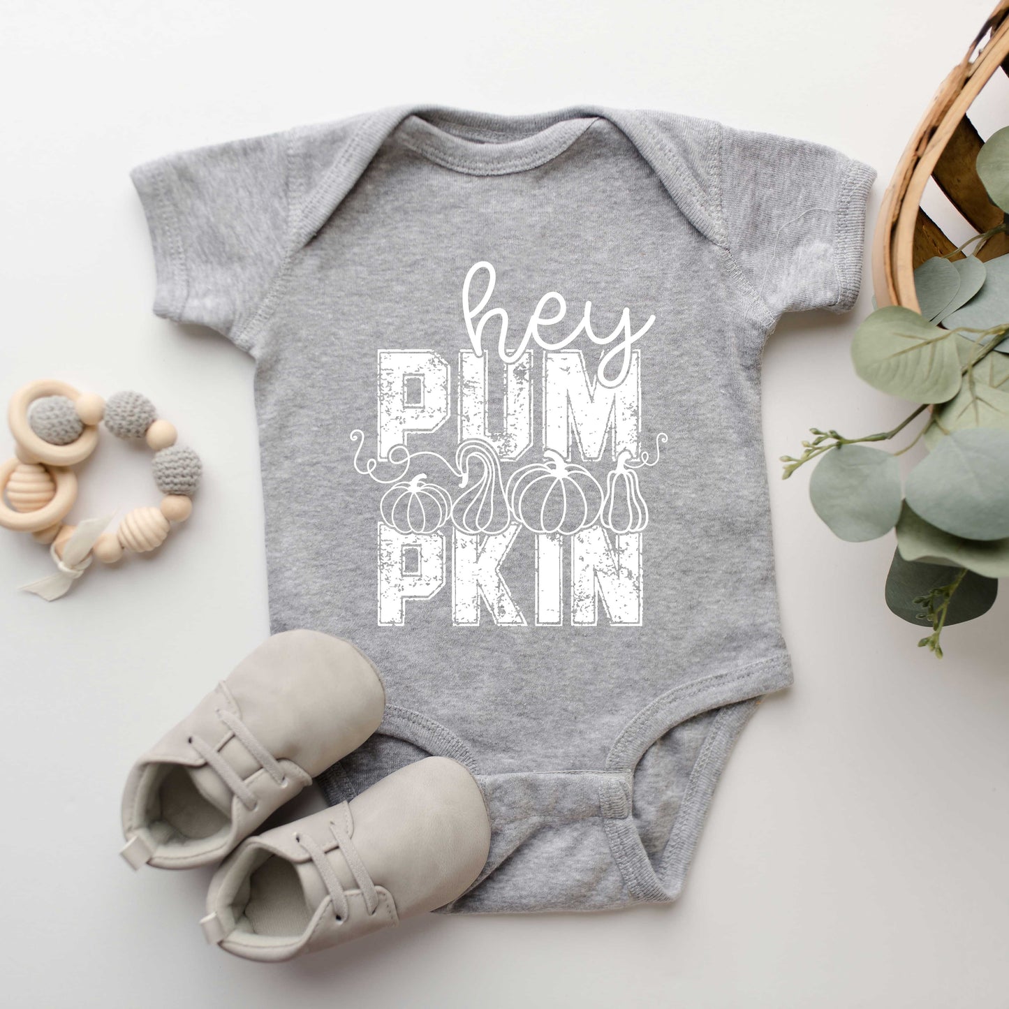 Hey Pumpkin Distressed | Baby Graphic Short Sleeve Onesie