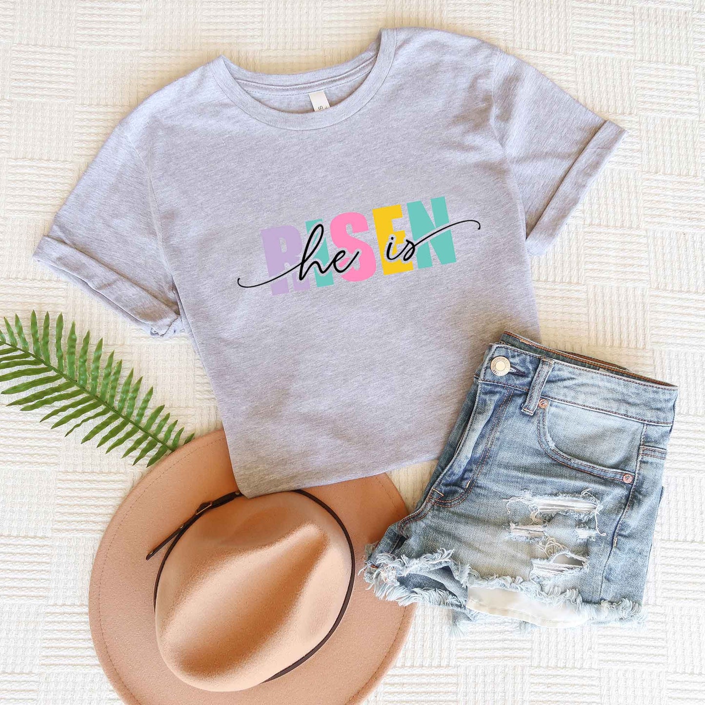 He Is Risen Colorful | Short Sleeve Crew Neck
