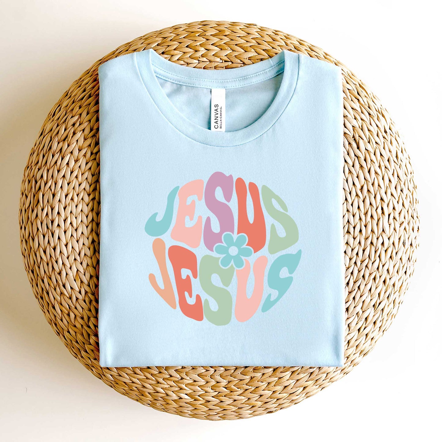 Jesus Colorful Flower | Short Sleeve Crew Neck
