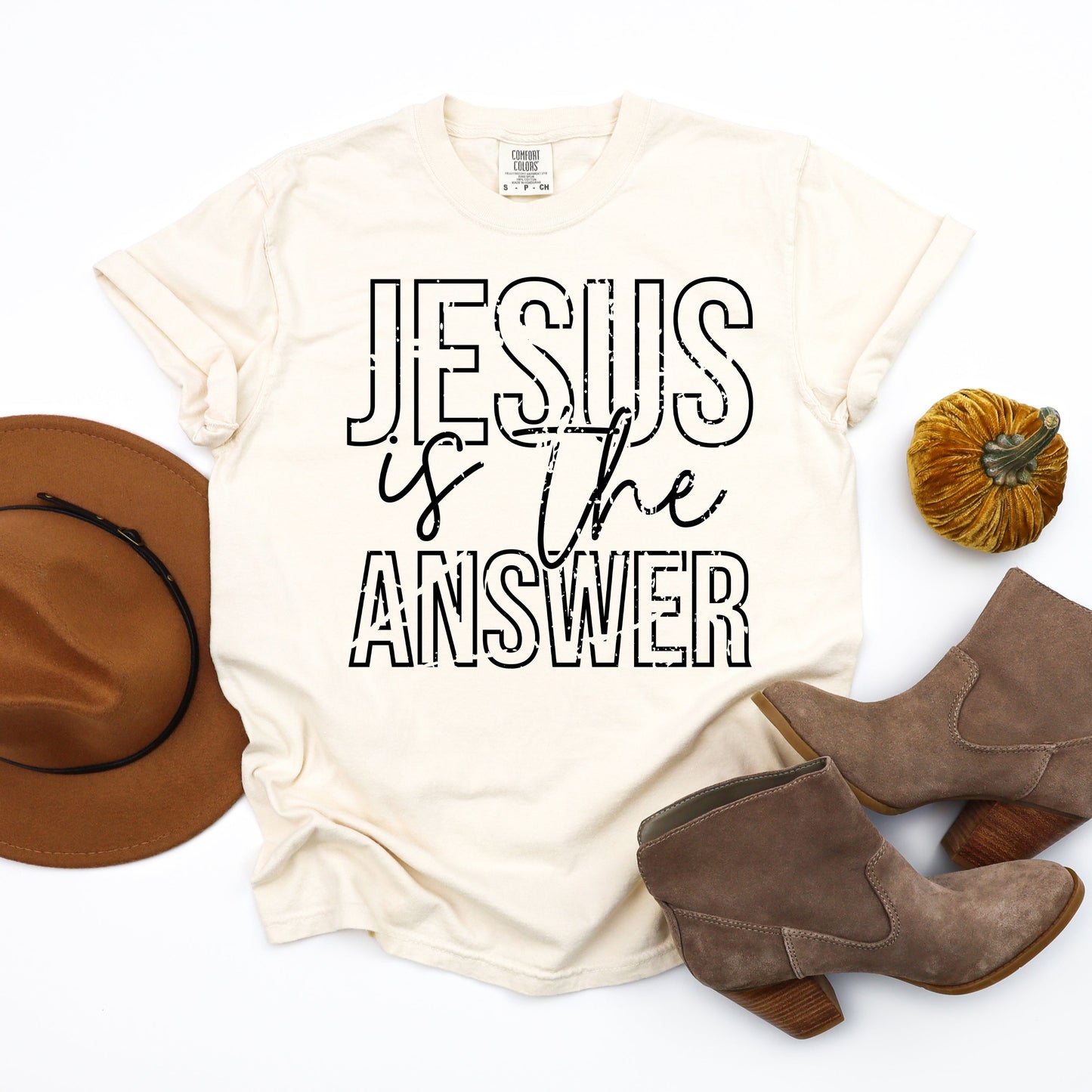 Jesus Is The Answer Block | Garment Dyed Tee