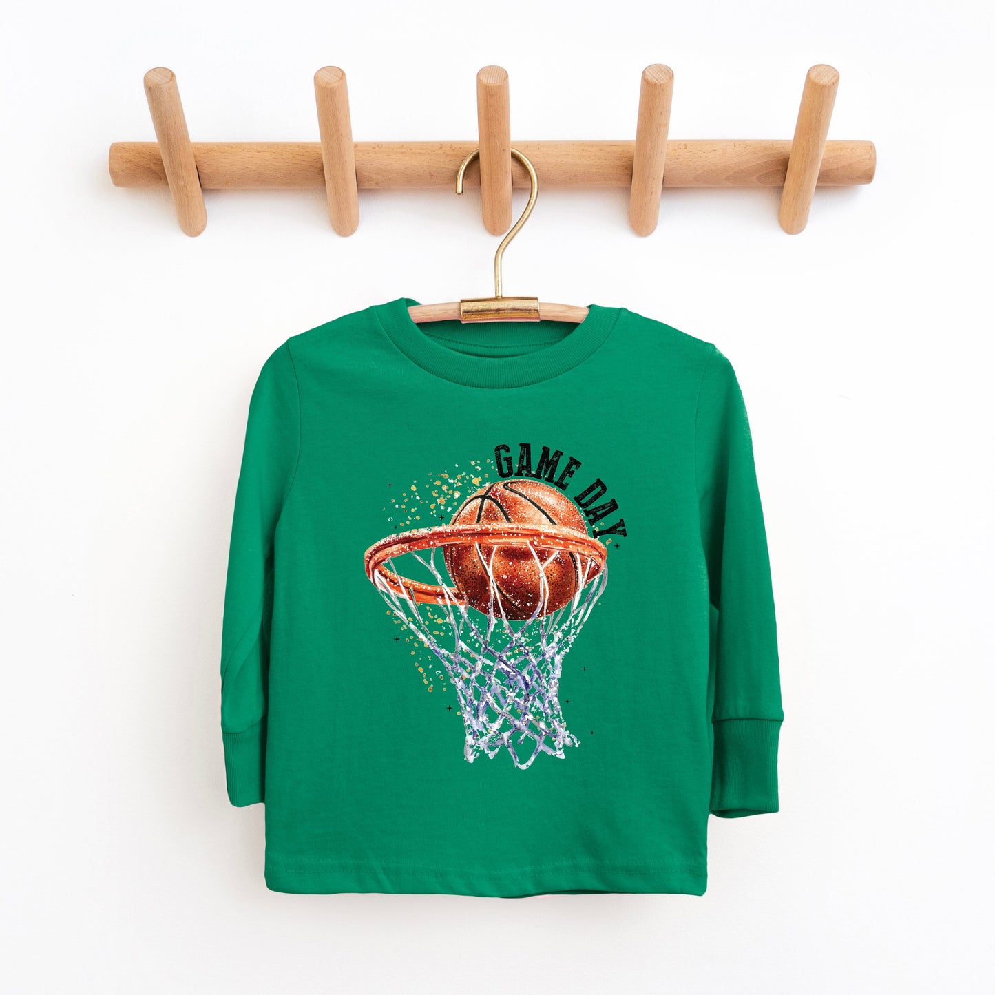 Basketball Game Day Hoop | Youth Graphic Long Sleeve Tee