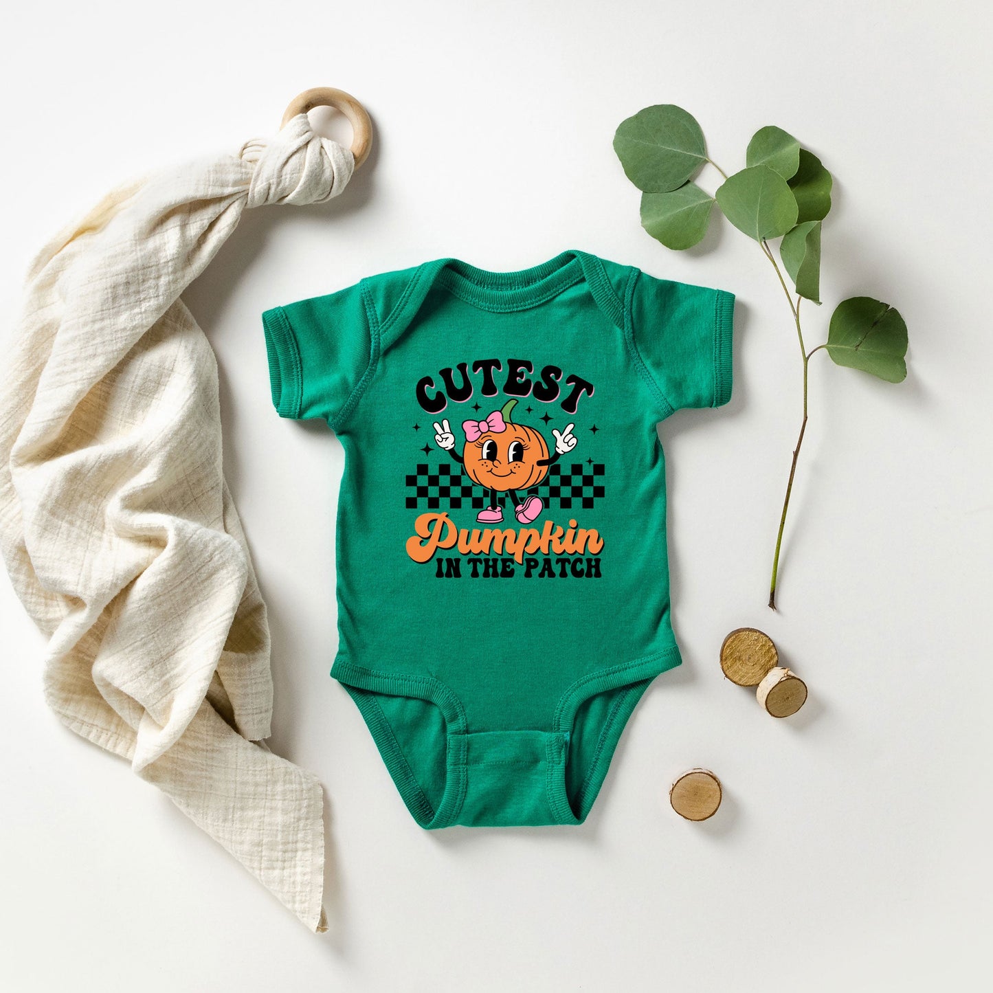 Cutest Pumpkin Checkered | Baby Graphic Short Sleeve Onesie