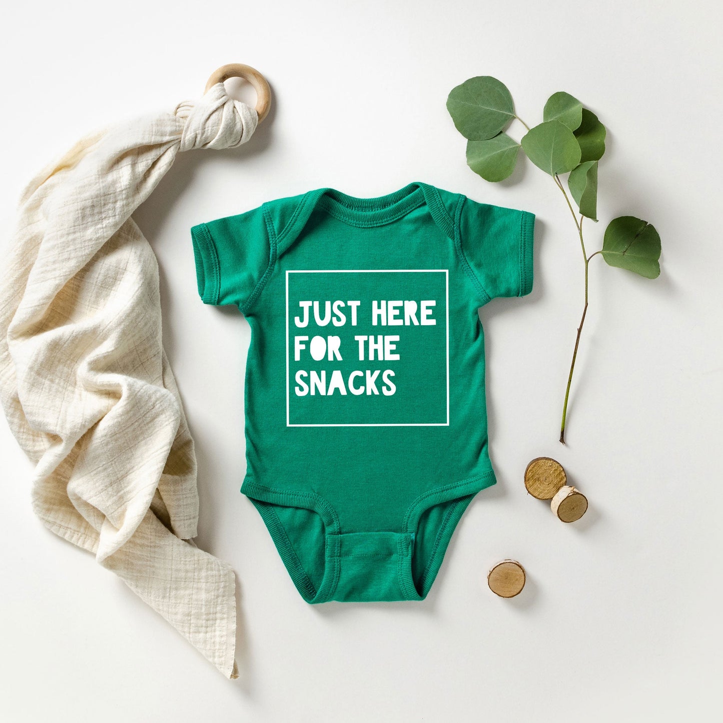 Just Here For The Snacks Kids | Baby Graphic Short Sleeve Onesie