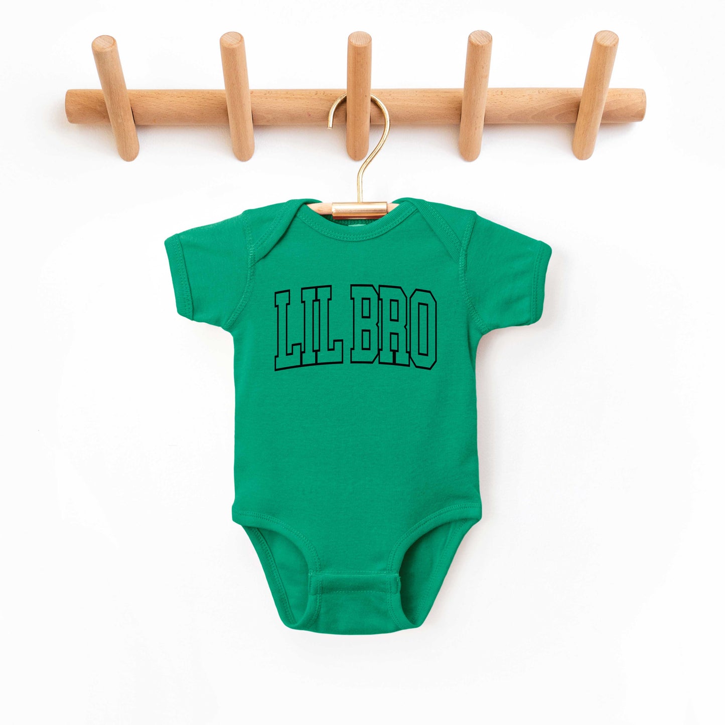 Lil Bro Varsity Outline | Baby Graphic Short Sleeve Onesie