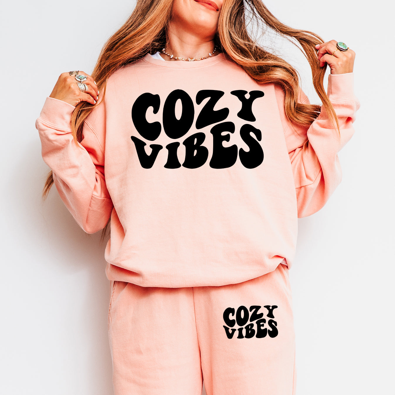 Cozy Vibes | Graphic Lighweight Garment Dyed Set