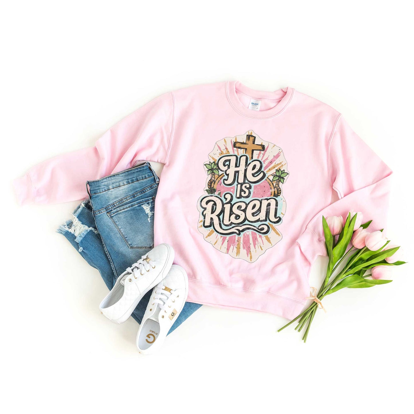 He Has Risen Distressed | Sweatshirt