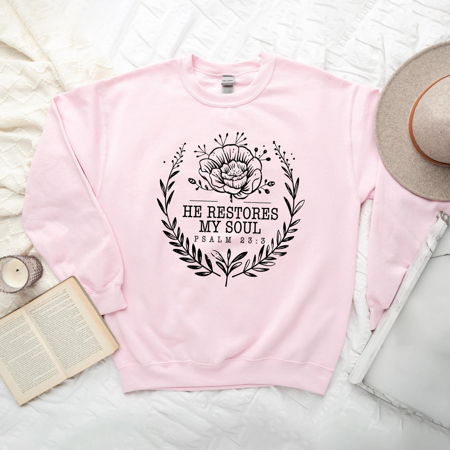 He Restores My Soul Distressed| Graphic Sweatshirt