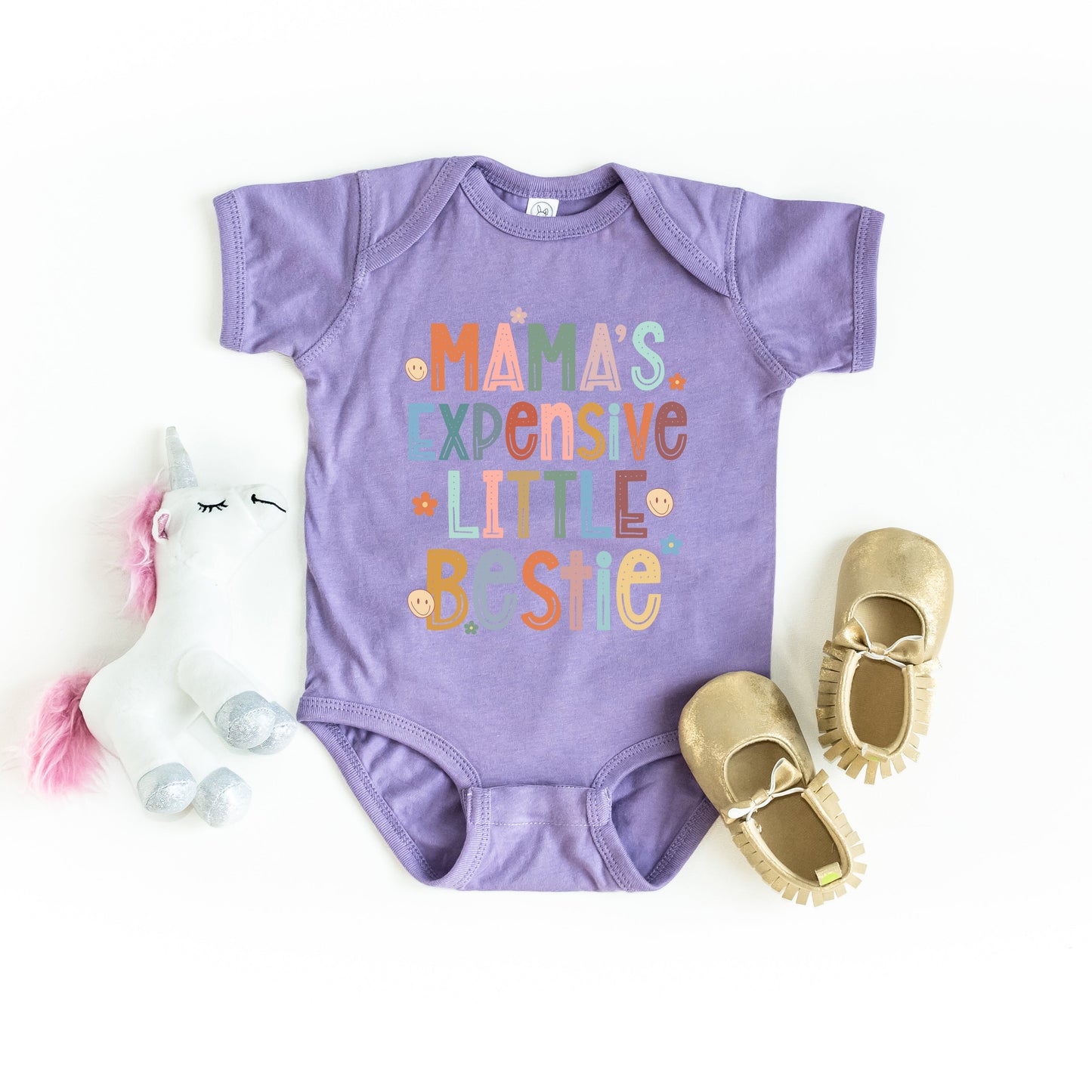 Mama's Expensive Bestie | Baby Graphic Short Sleeve Onesie
