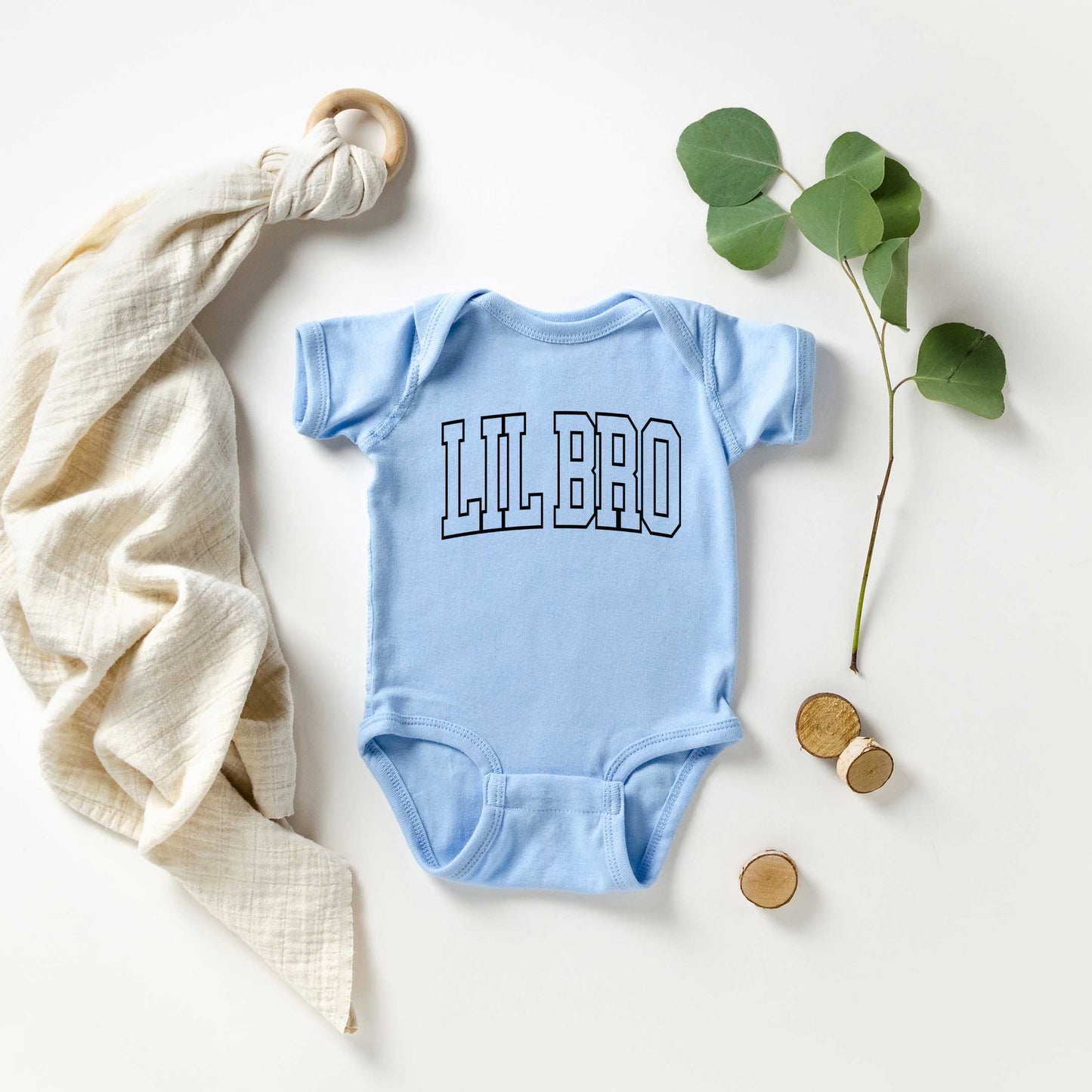 Lil Bro Varsity Outline | Baby Graphic Short Sleeve Onesie