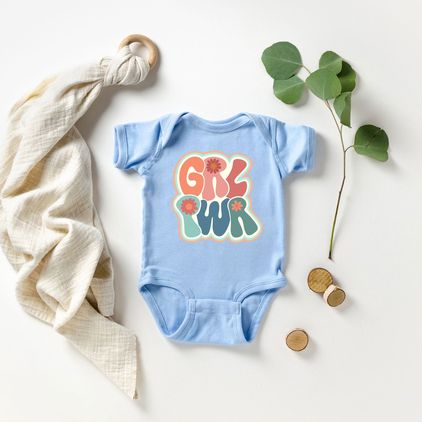 Retro Girl Power Colorful | Baby Graphic Short Sleeve Onesie