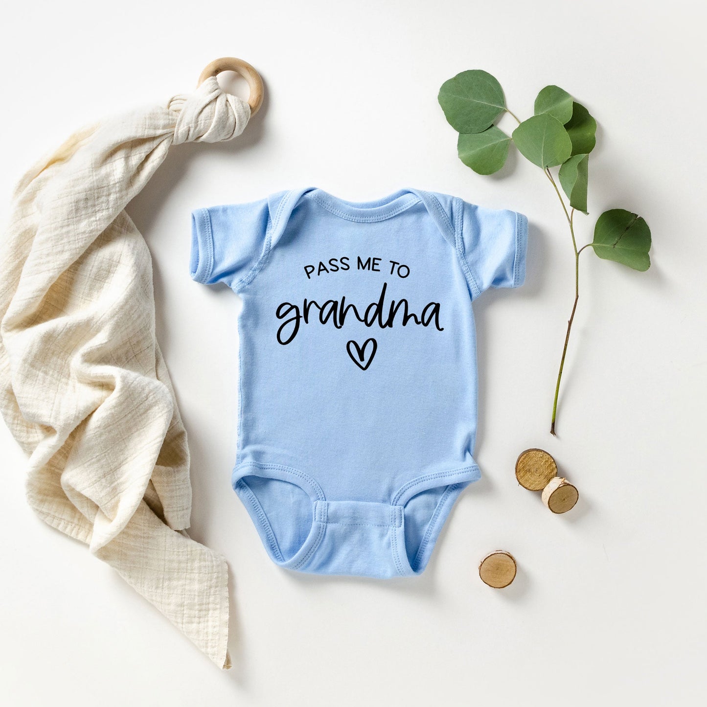 Pass Me To Grandma Heart | Baby Graphic Short Sleeve Onesie
