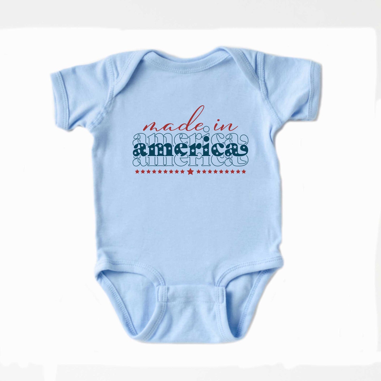 Made In America Stacked | Baby Graphic Short Sleeve Onesie