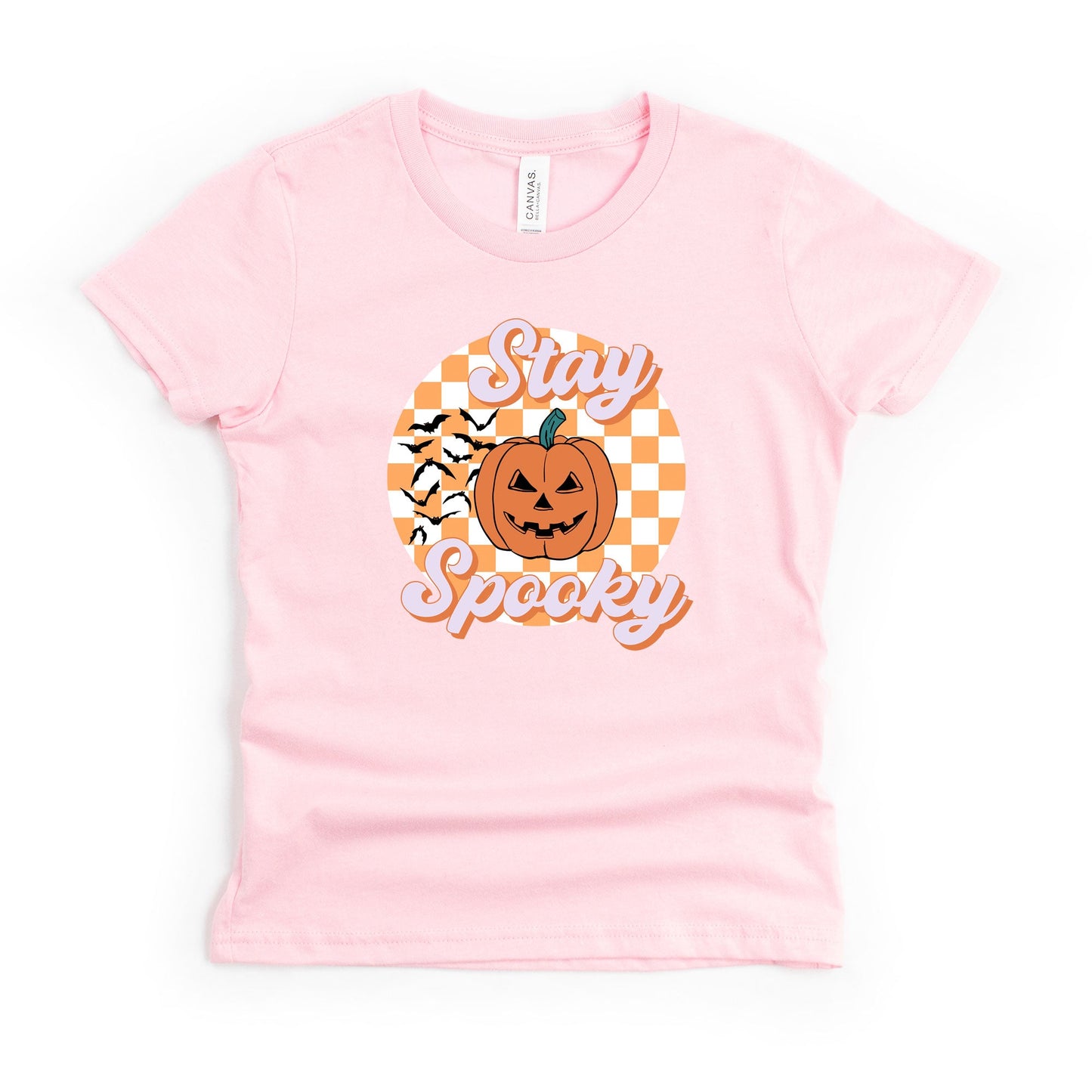 Stay Spooky Bats Checkered | Youth Graphic Short Sleeve Tee