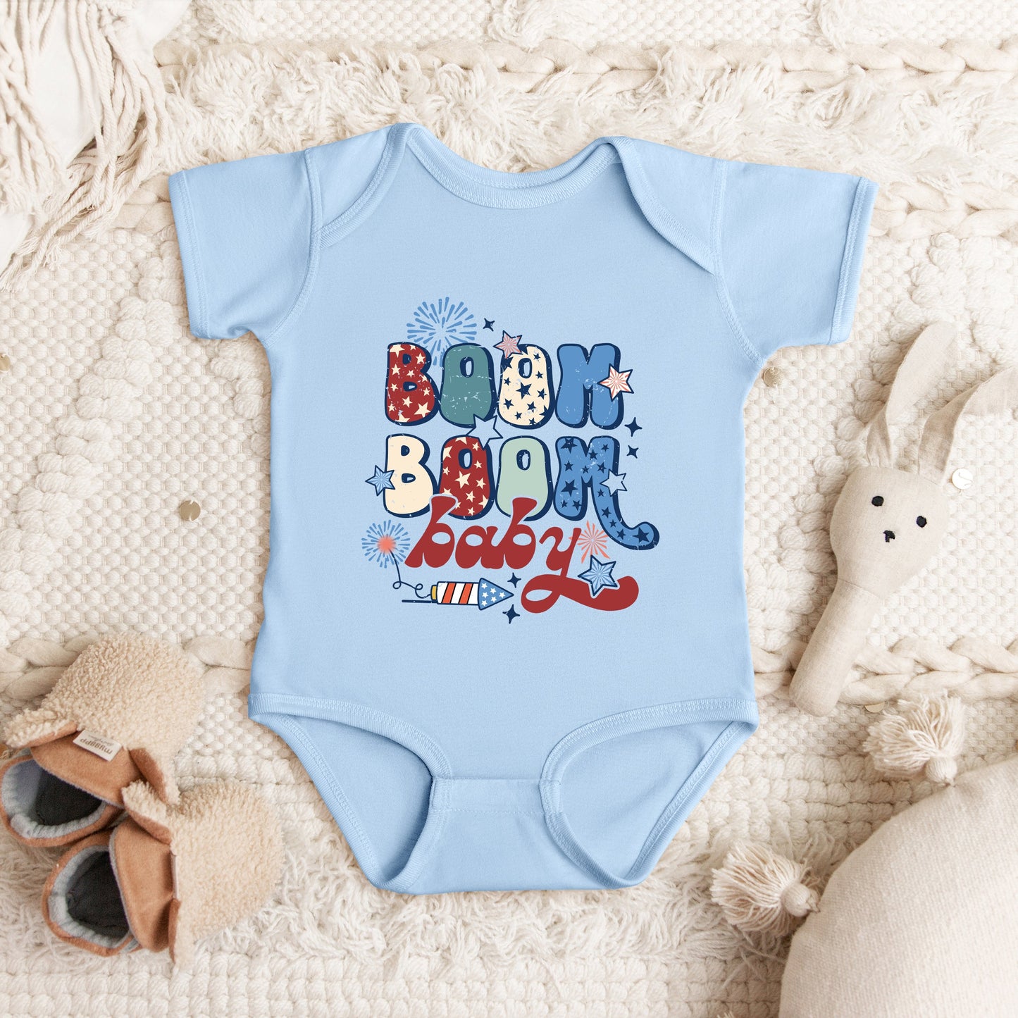 Boom Boom Baby Firework | Baby Graphic Short Sleeve Onesie