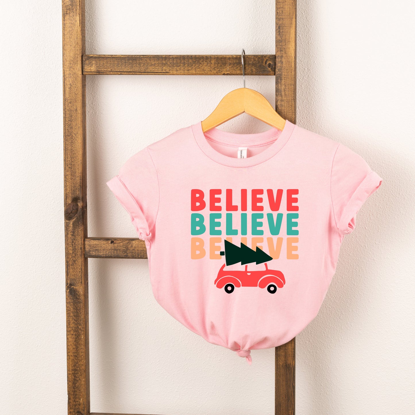 Believe Stacked Car | Youth Short Sleeve Crew Neck