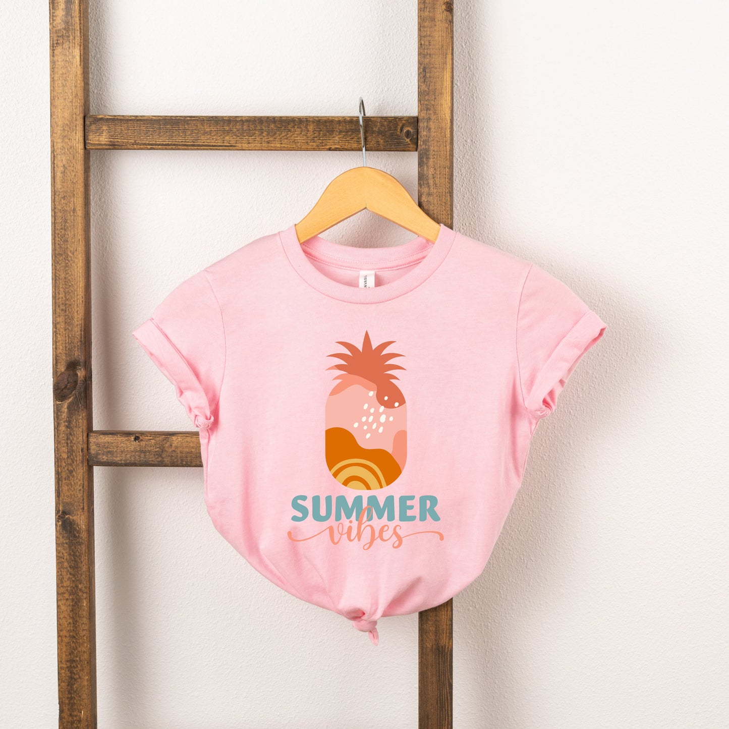Boho Summer Vibes Pineapple | Toddler Short Sleeve Crew Neck