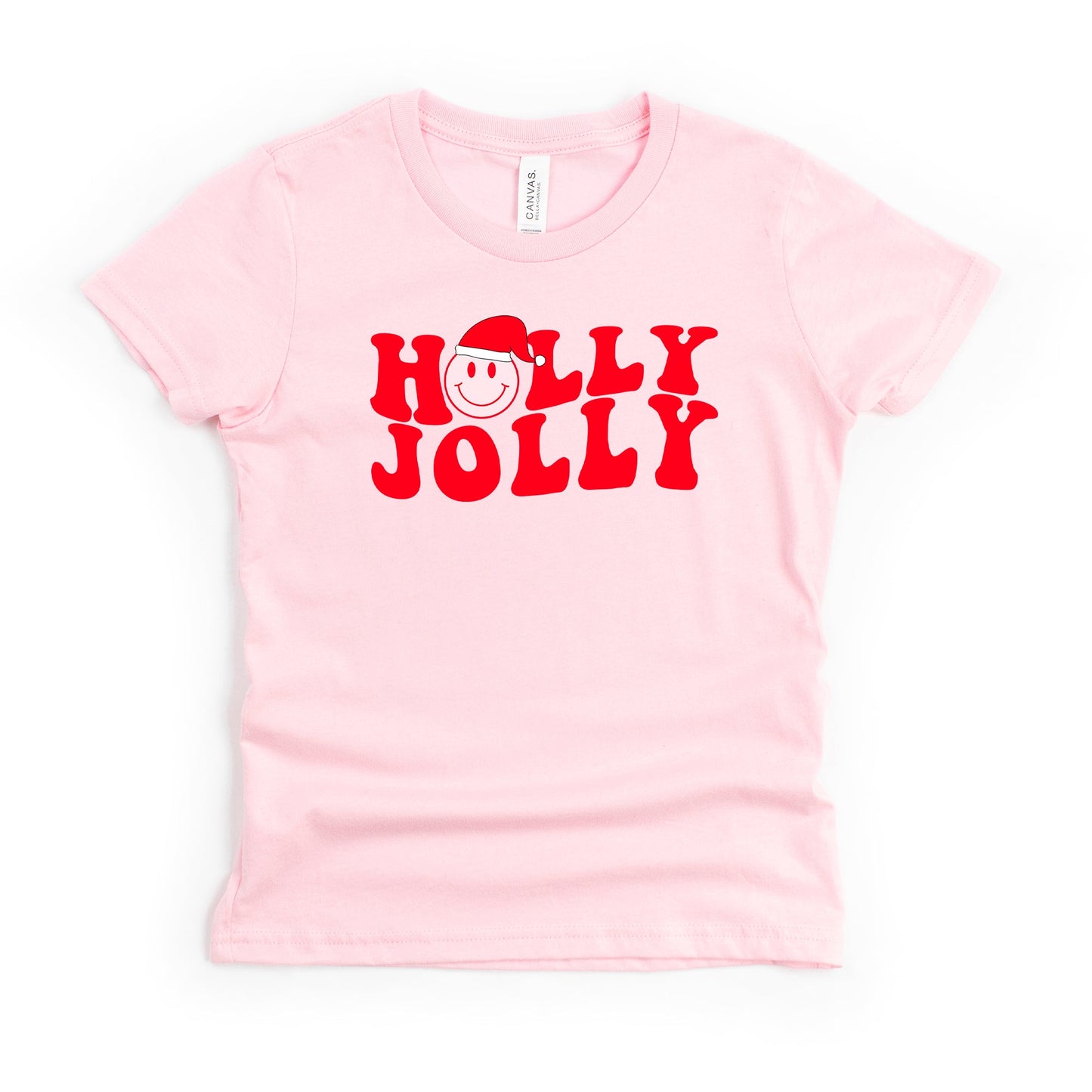 Holly Jolly Smiley Face | Youth Short Sleeve Crew Neck