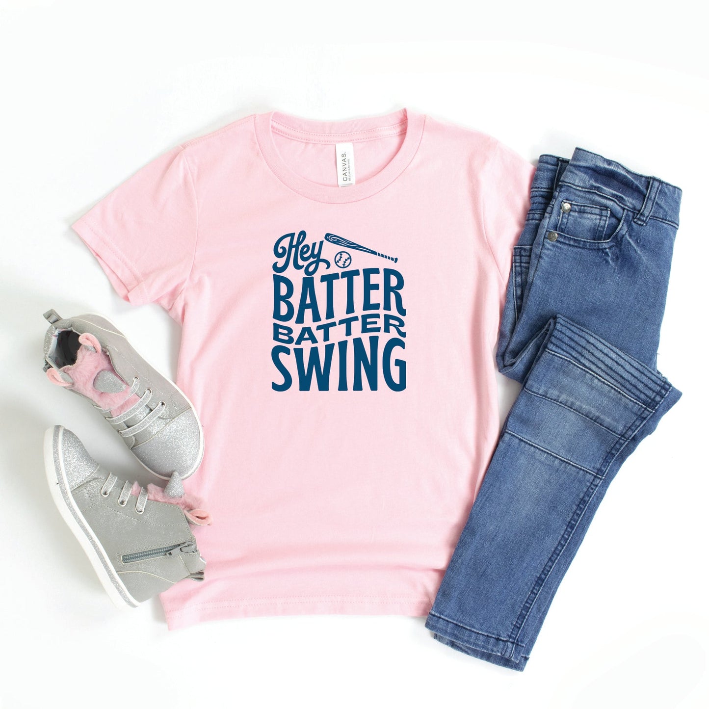 Hey Batter Batter Wavy | Youth Short Sleeve Crew Neck