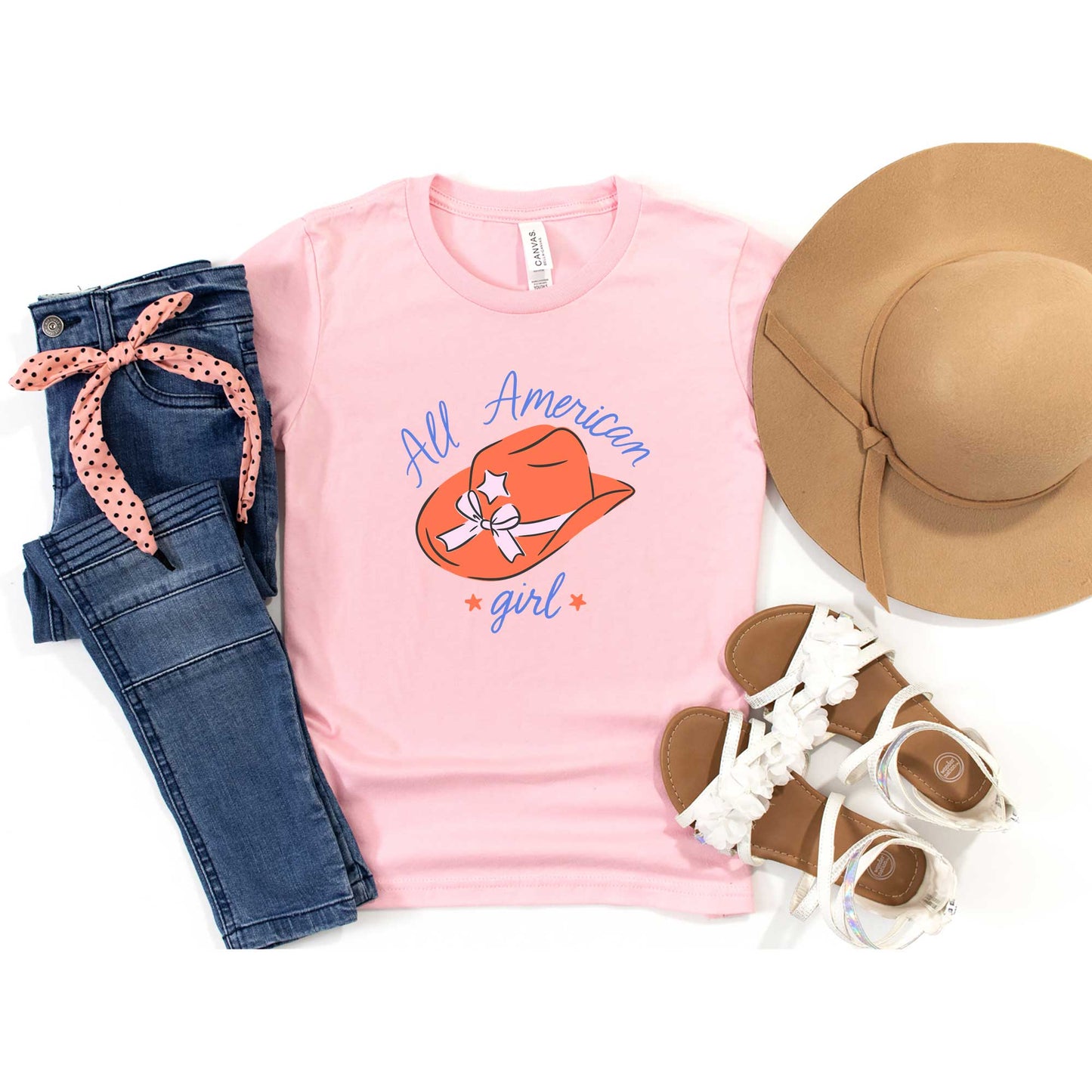 All American Girl Hat | Youth Graphic Short Sleeve Tee