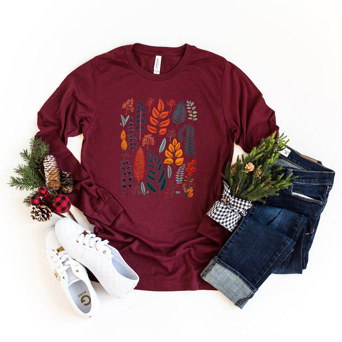 Winter Leaves | Long Sleeve Crew Neck