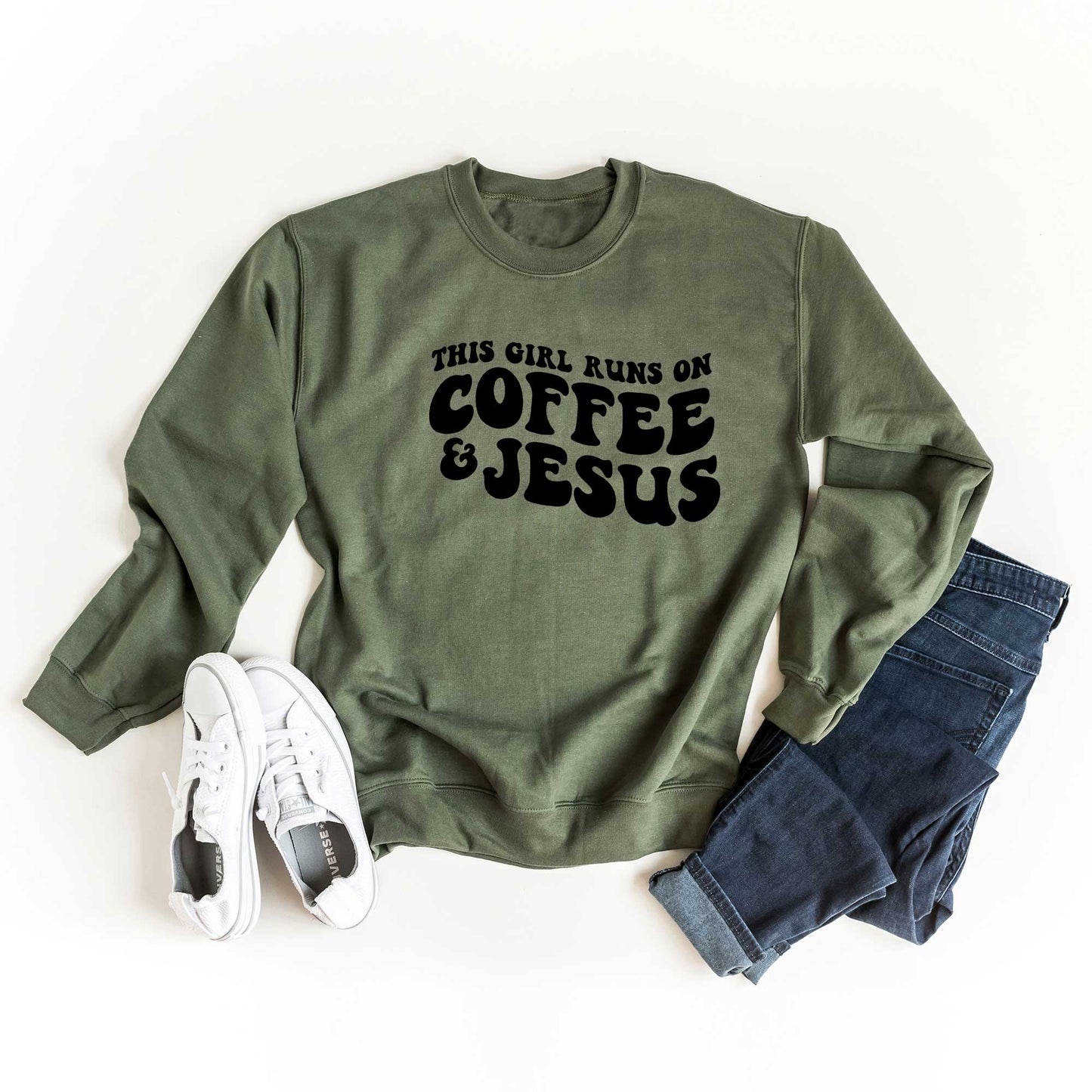 This Girls Runs On Coffee And Jesus | Sweatshirt