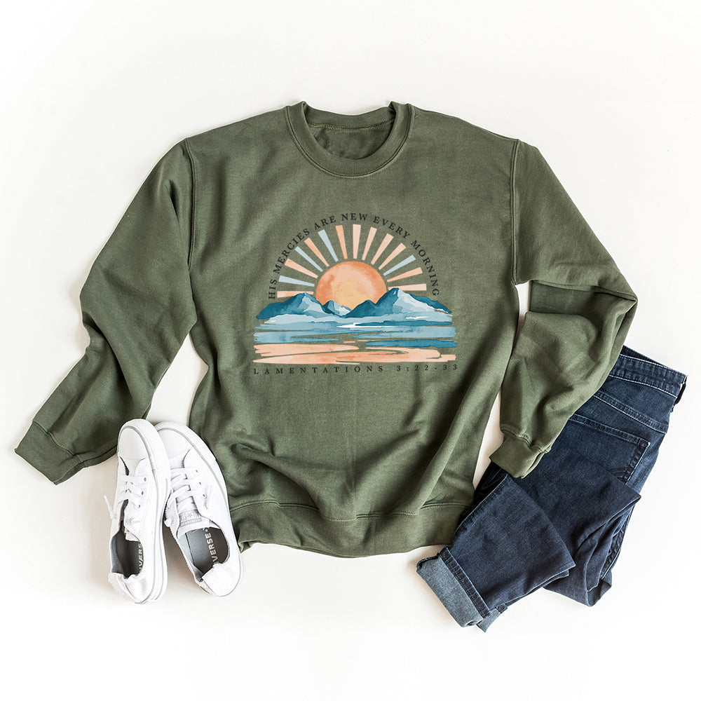 His Mercies Are New Watercolor | Sweatshirt