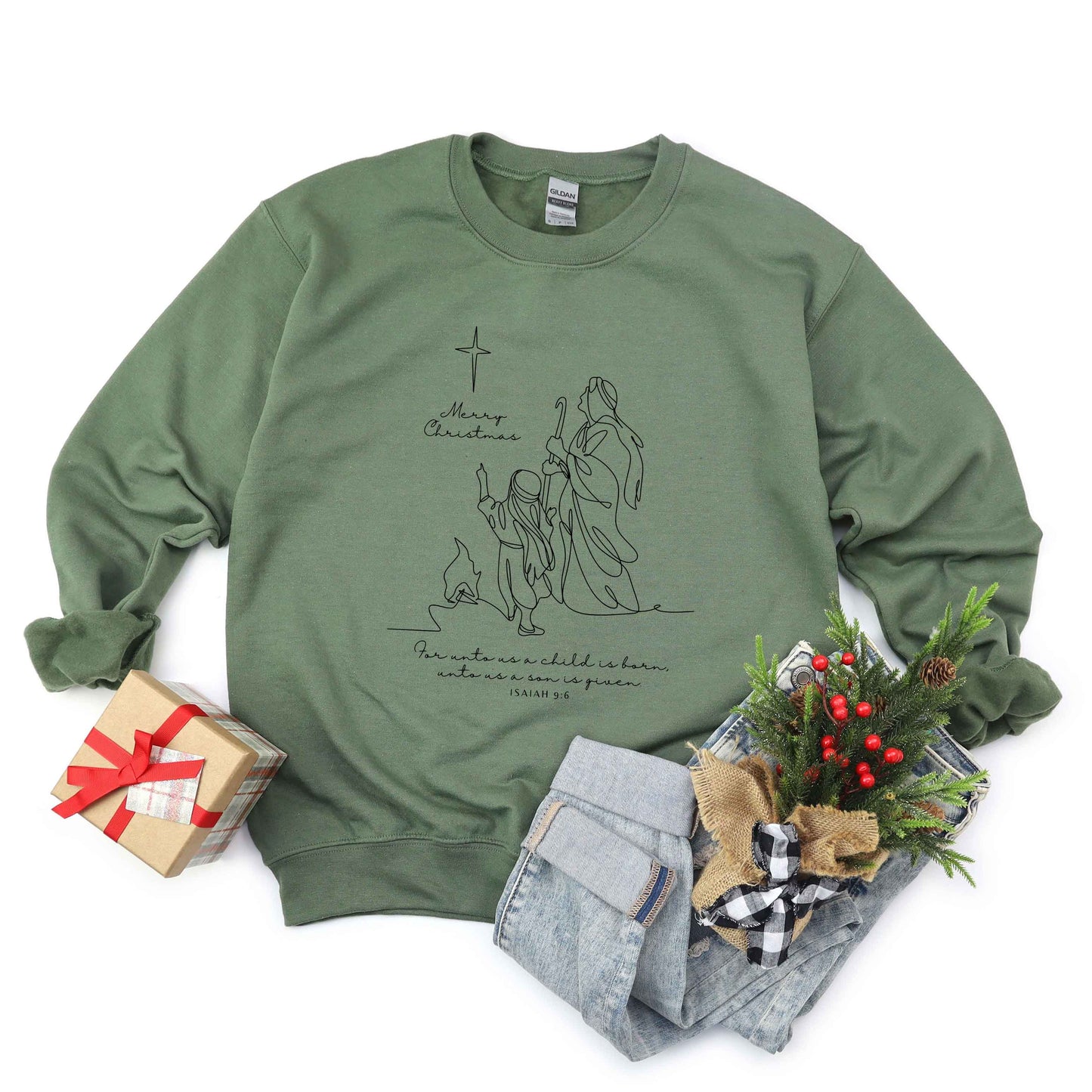 For Unto Us A Child Is Born Star | Sweatshirt