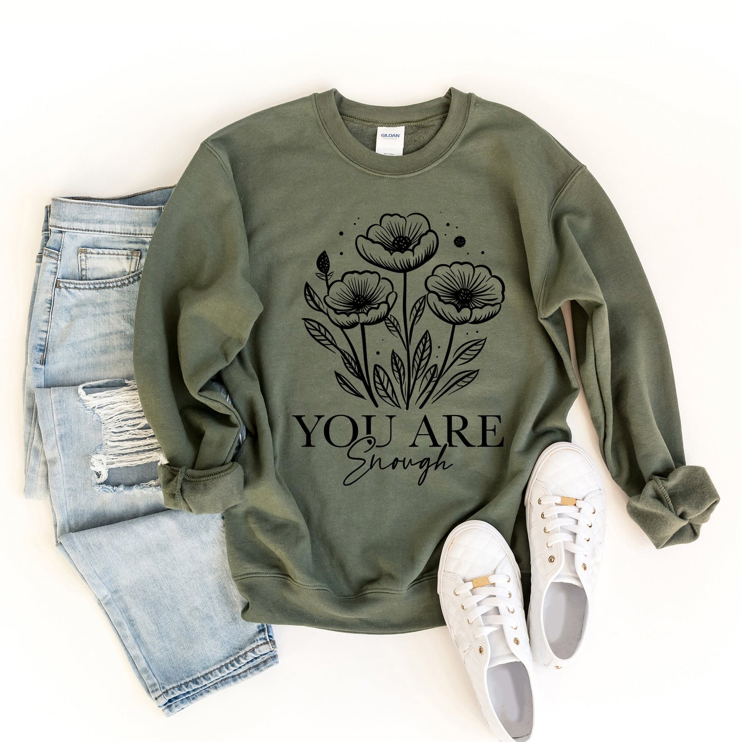 You Are Enough Floral | Graphic Sweatshirt