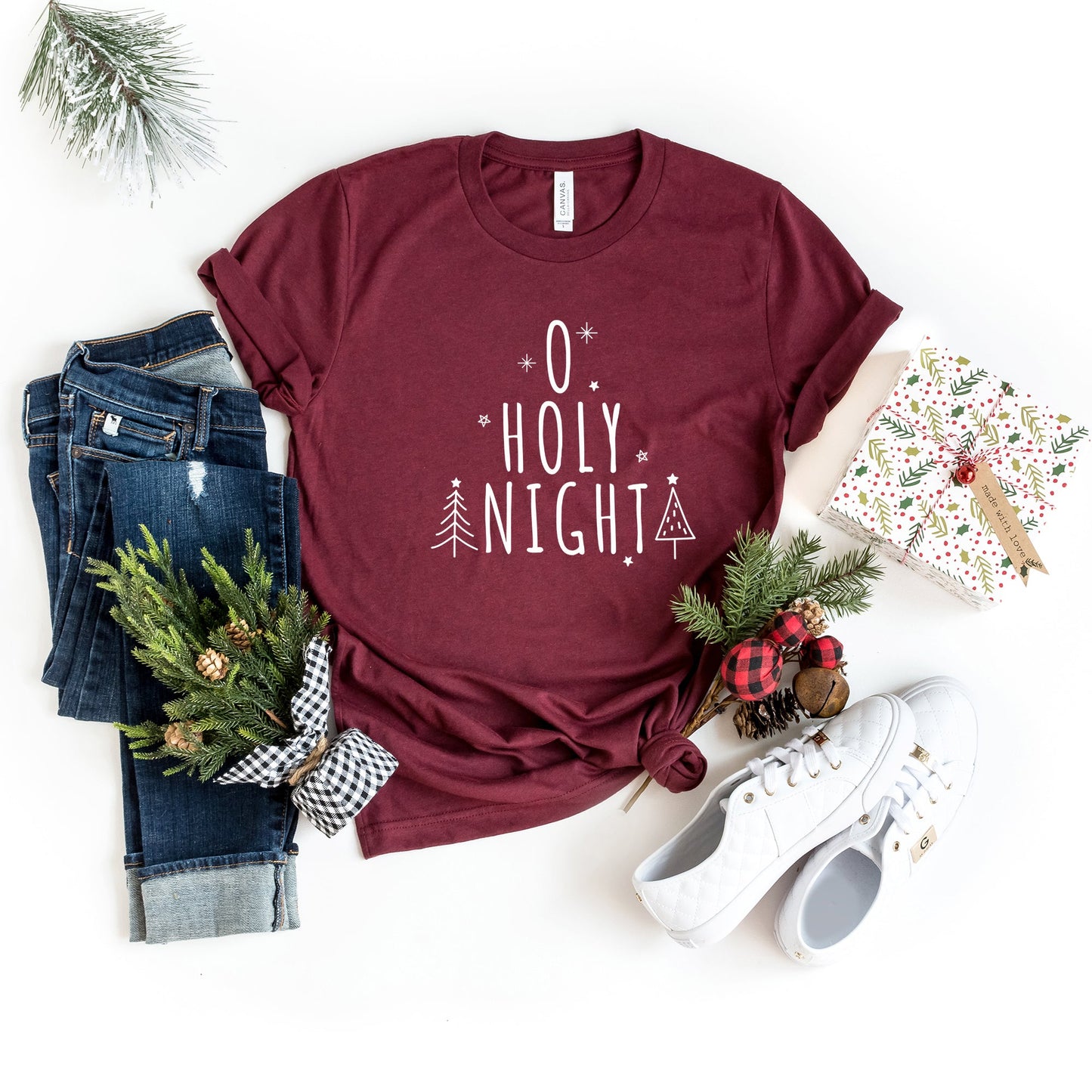 Oh Holy Night Trees | Short Sleeve Crew Neck