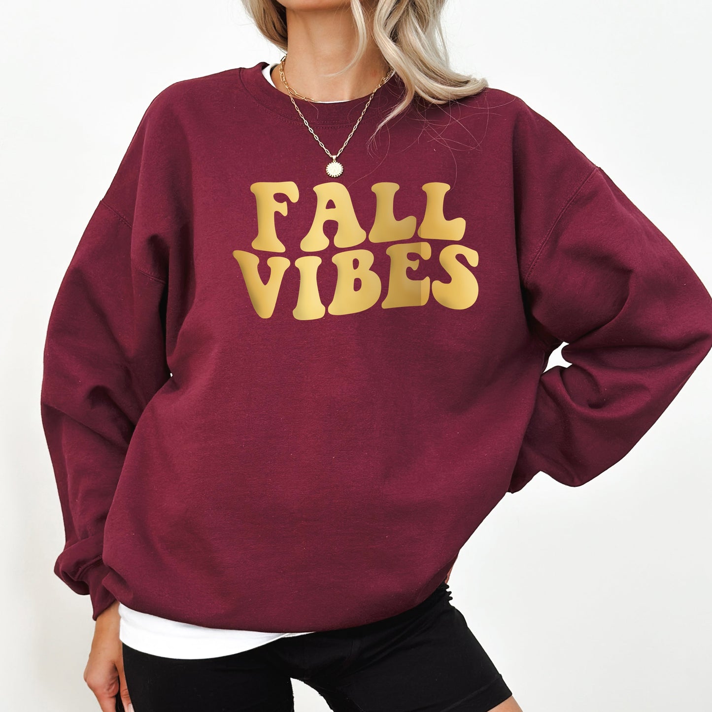 Fall Vibes Retro Puff Print | Sweatshirt