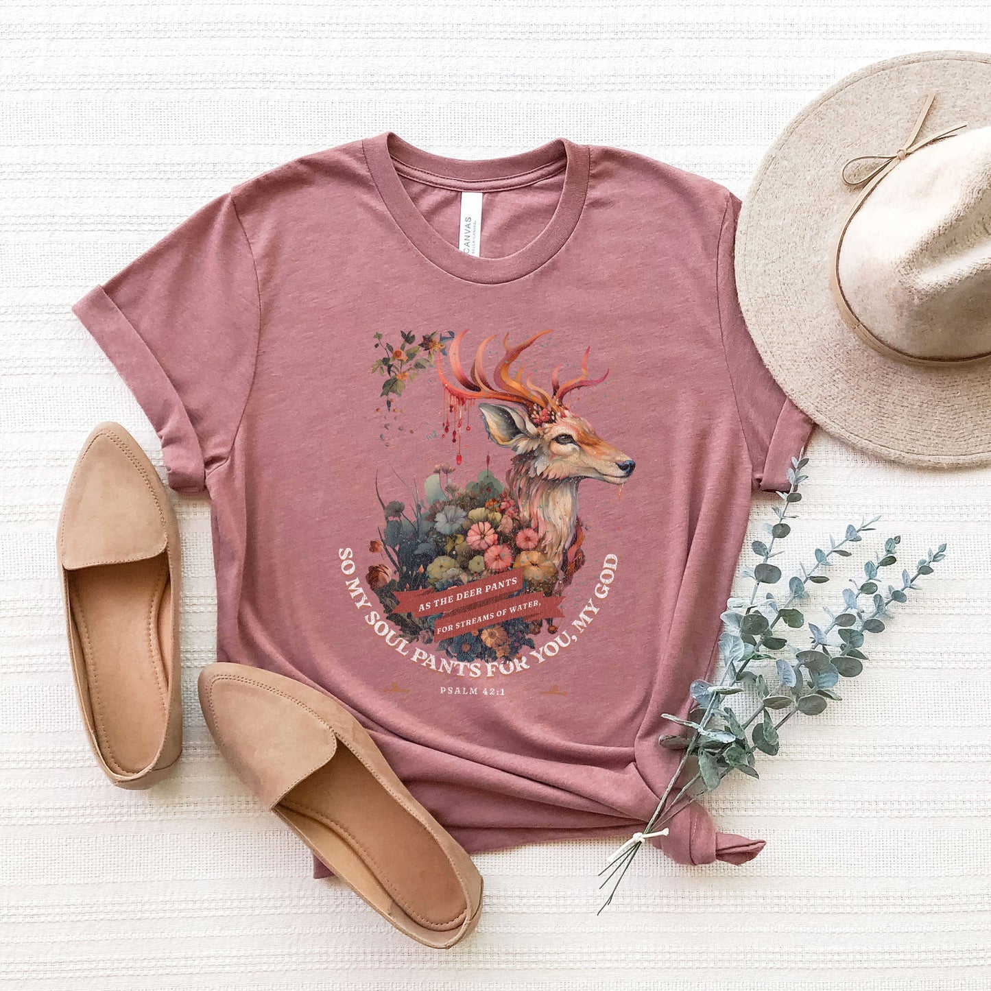 Deer Floral | Short Sleeve Crew Neck