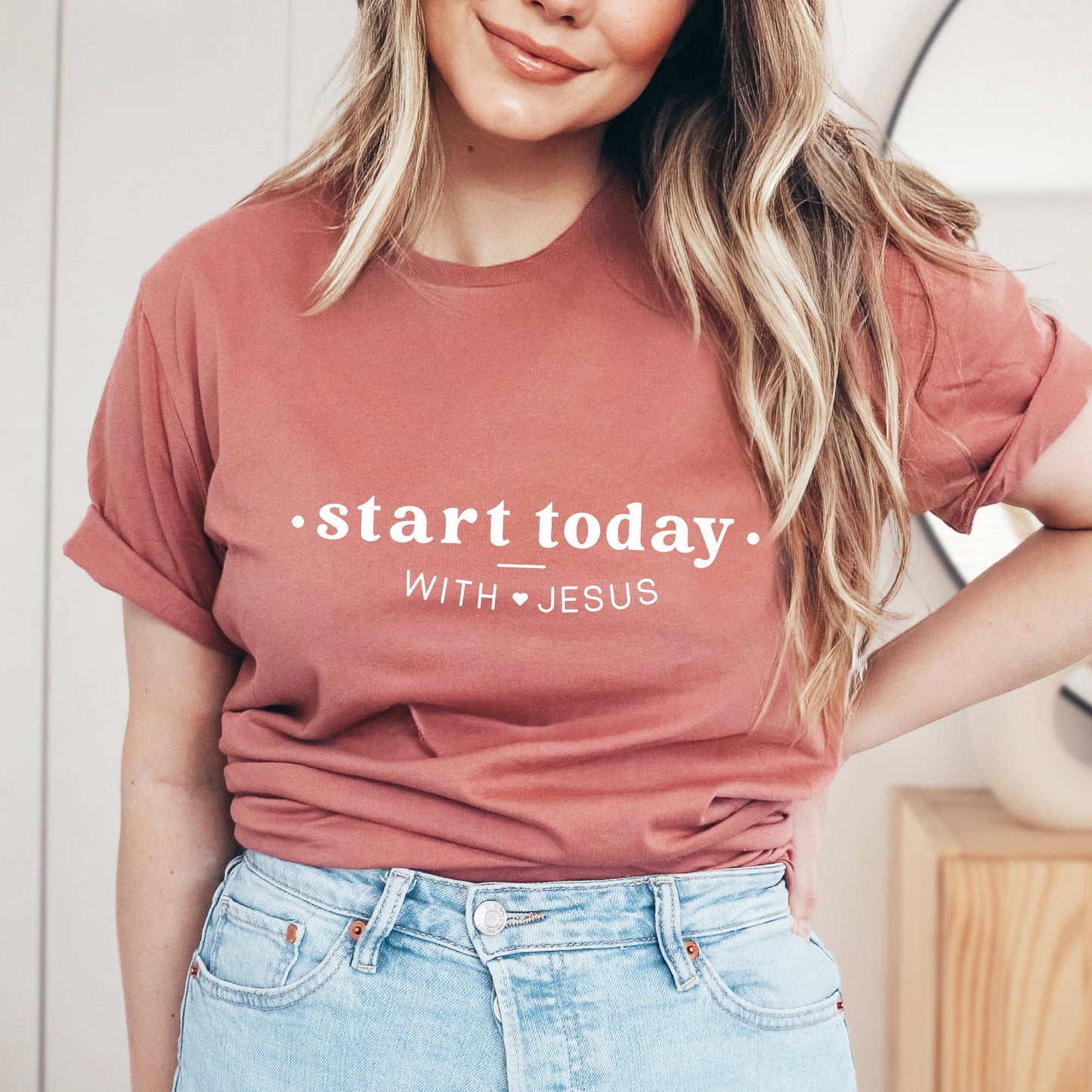 Start Today With Jesus Heart | Short Sleeve Crew Neck
